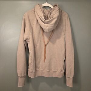 Venor Heavyweight Lace Up Pullover Hoodie 100% Cotton Boho, Size S, Tan